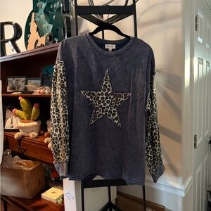 Leopard Star Women's Sweatshirt - Blue
